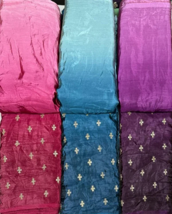 Pure silky crush fabric with sequence butties - High-Quality Fabric