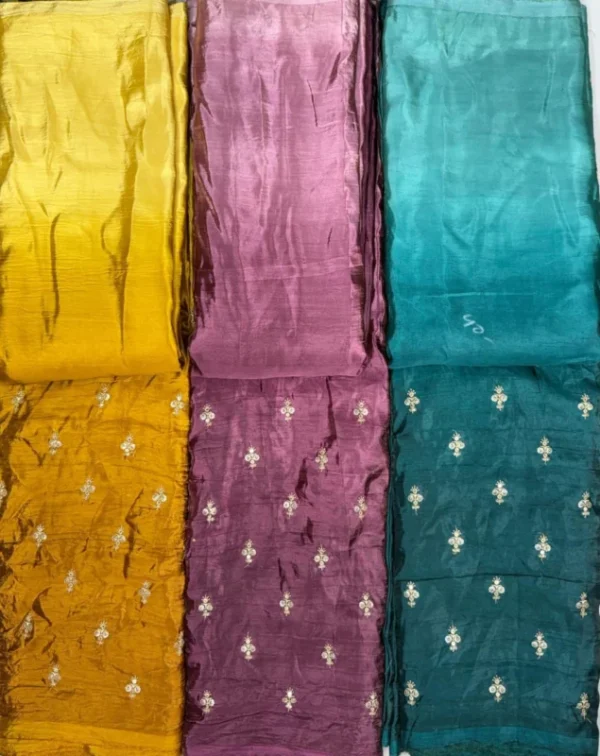 Pure silky crush fabric with sequence butties - High-Quality Fabric