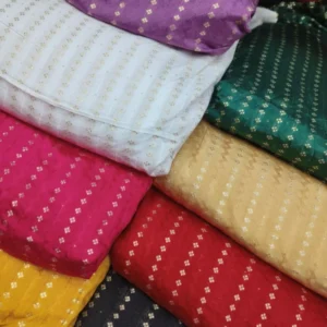 Pure soft mul chanderi self weaving sequence zari fabric - High-Quality Fabric