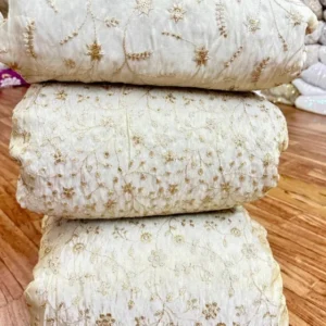 Pure tissue silk dyeable fabric all over sequence work - High-Quality Fabric