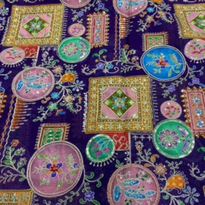 Pure viscose chinnon fabric with print 038 embroidery 448243 - High-Quality Fabric