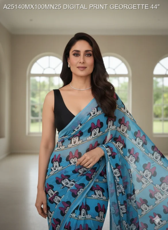 Sabyasachi inspired digital print faux georgette fabric 8211 44 - High-Quality Fabric