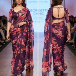 Sabyasachi inspired digital print faux georgette fabric 8211 44 - High-Quality Fabric