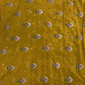 Sabyasachi inspired mustard georgette embroidery fabric - High-Quality Fabric