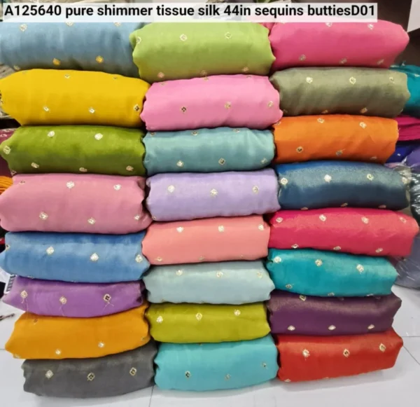 Search online for pure shimmer tissue silk 44in sequins butties - High-Quality Fabric