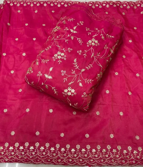 Shimmer tissue silk fabric with heavy sequence 038 dupatta - High-Quality Fabric