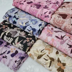 Soft chinon badla zari embroidered print fabric 8211 448243 wide - High-Quality Fabric