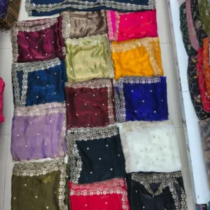Space silk dupatta with heavy sequence cut work shop now - High-Quality Fabric