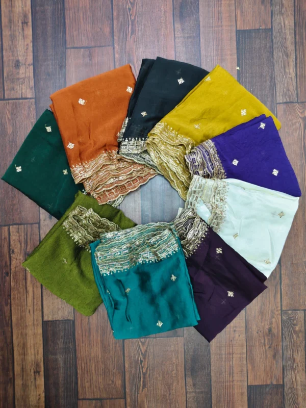 Space silk dupatta with heavy sequence cut work shop now - High-Quality Fabric