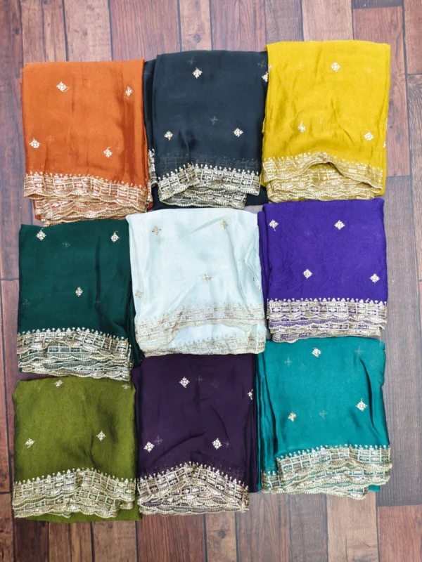 Space silk dupatta with heavy sequence cut work shop now - High-Quality Fabric