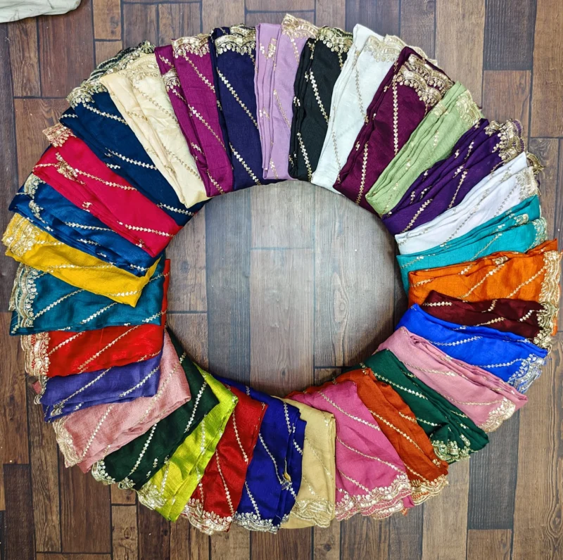 Space silk dupatta with heavy sequence cut work shop now - High-Quality Fabric