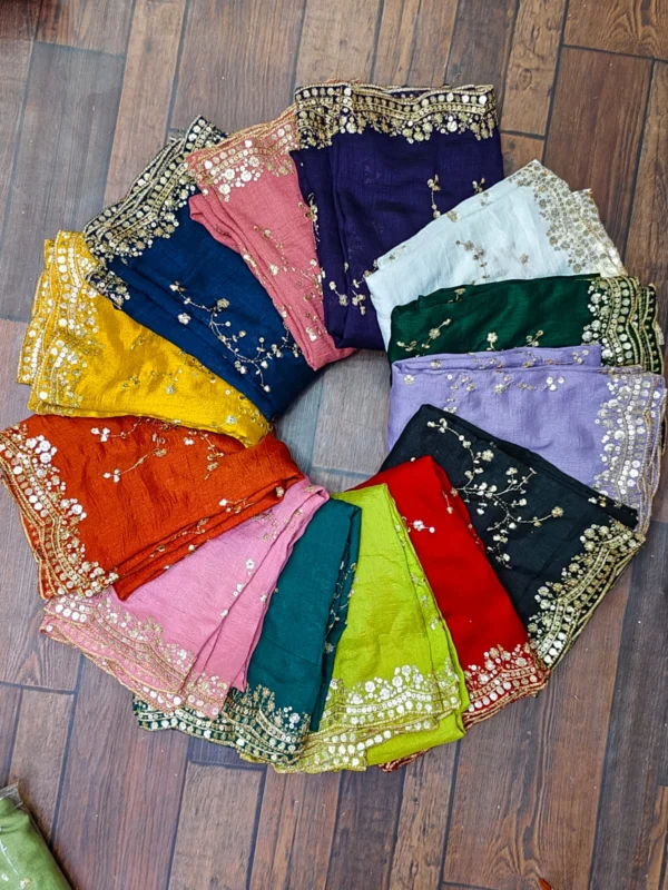Space silk dupatta with heavy sequence cut work shop now - High-Quality Fabric