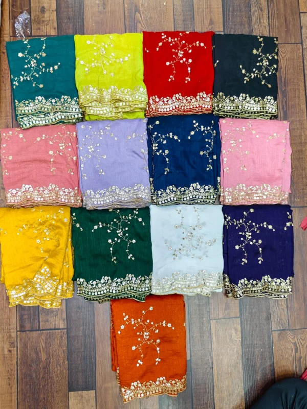 Space silk dupatta with heavy sequence cut work shop now - High-Quality Fabric