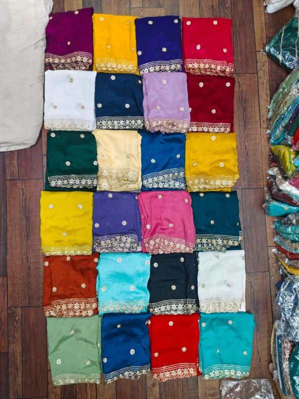 Space silk dupatta with heavy sequence cut work shop now - High-Quality Fabric