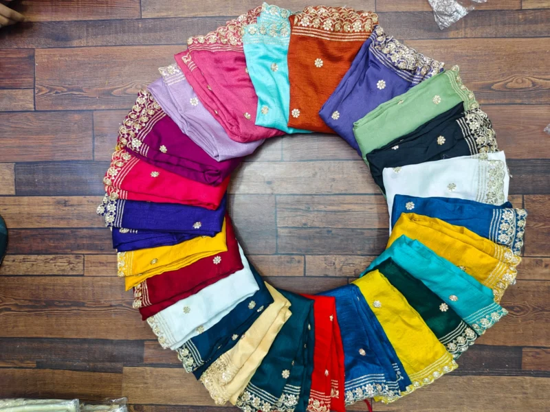 Space silk dupatta with heavy sequence cut work shop now - High-Quality Fabric