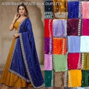 Space silk dupatta with heavy sequence cut work shop now - High-Quality Fabric