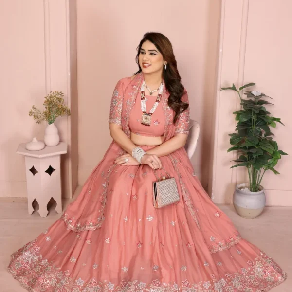 Star Georgette Stitched Lehenga Set with Embroidery Work