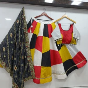 Superhit roman silk lehenga with 6 meter flair 038 leheriya dupatta - High-Quality Fabric