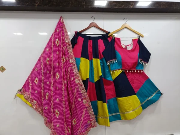 Superhit roman silk lehenga with 6 meter flair 038 leheriya dupatta - High-Quality Fabric