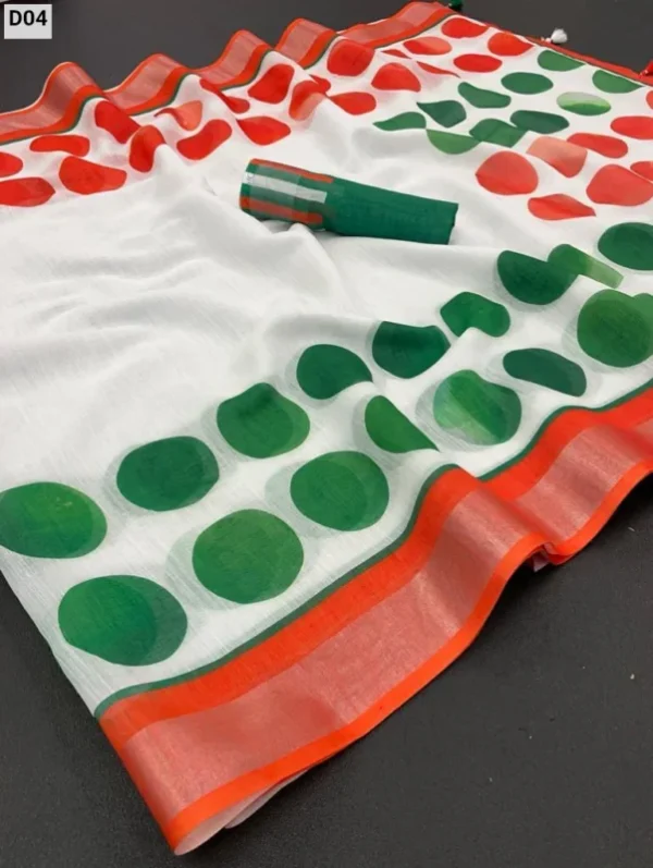 Tiranga print linen saree independence day special - High-Quality Fabric