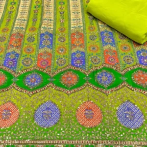 Vibrant pure crepe fabric 508243 daman print work 6 colors - High-Quality Fabric
