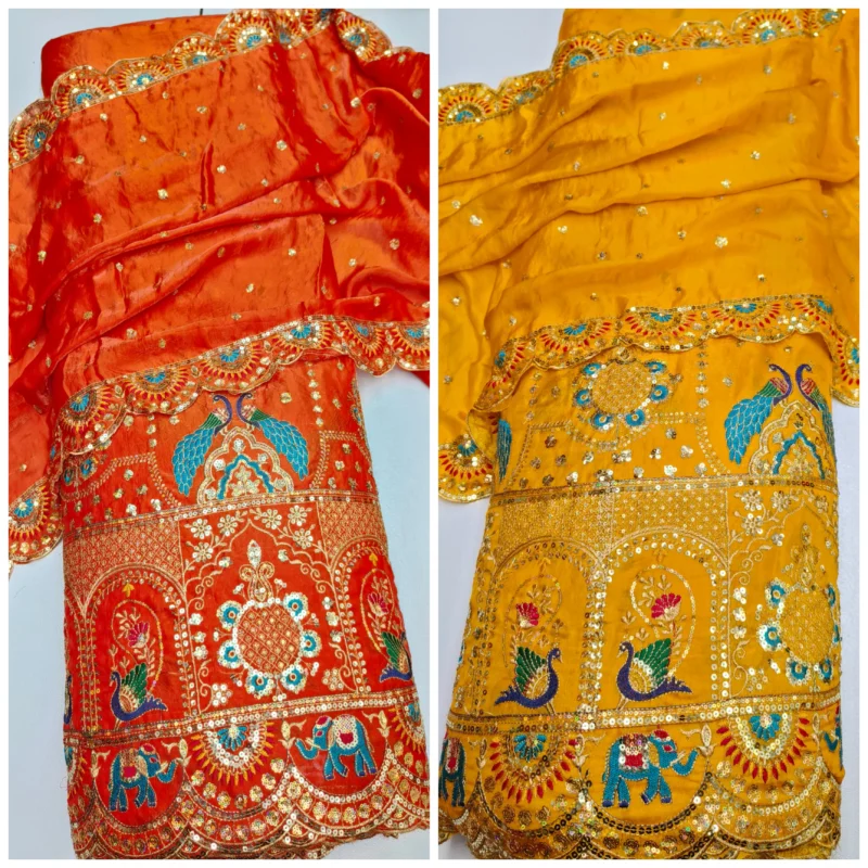 Space silk fabric with matching embroidered dupatta