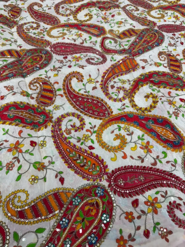 Pure natural crepe fabric with position prints