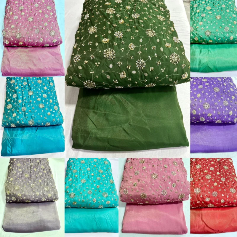 Pure shimmer tissue silk with heavy handwork