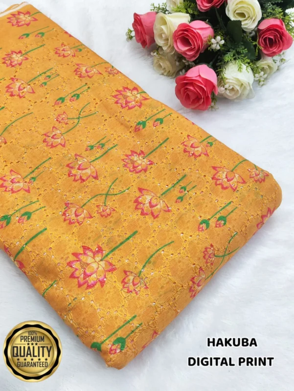 Image 10: Digital Print Hakoba Cotton Chikan Fabric digital print hakoba cotton chikan fabric for kurtis