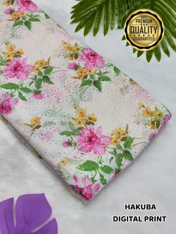 Image 12: Digital Print Hakoba Cotton Chikan Fabric digital print hakoba cotton chikan fabric for kurtis