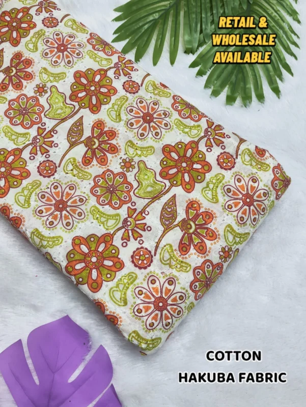Image 17: Digital Print Hakoba Cotton Chikan Fabric digital print hakoba cotton chikan fabric for kurtis