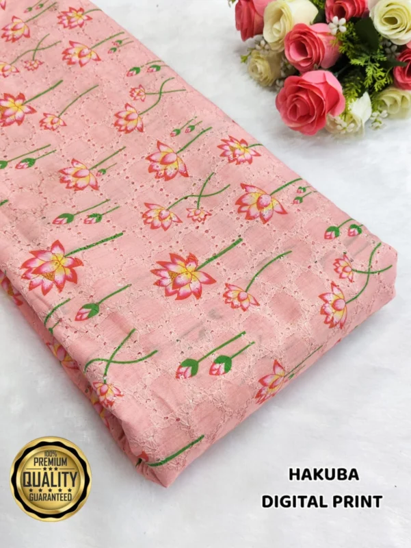 Image 19: Digital Print Hakoba Cotton Chikan Fabric digital print hakoba cotton chikan fabric for kurtis