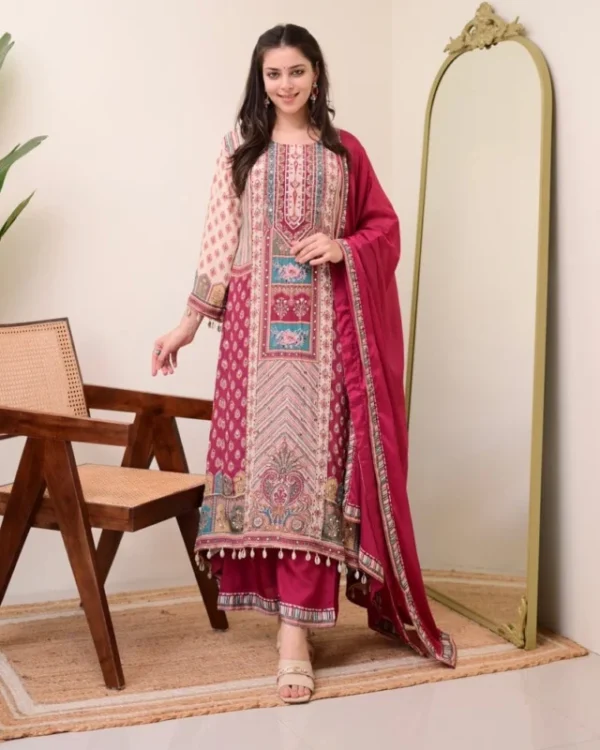 Jasood anarkali kurti set with pearl necklace 038 duppata - High-Quality Fabric