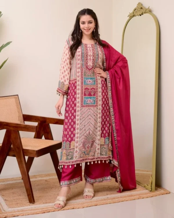 Jasood anarkali kurti set with pearl necklace 038 duppata - High-Quality Fabric