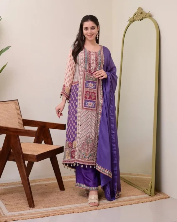 Jasood anarkali kurti set with pearl necklace 038 duppata - High-Quality Fabric