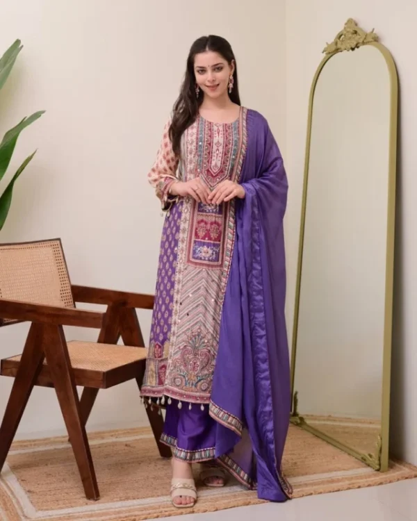 Jasood anarkali kurti set with pearl necklace 038 duppata - High-Quality Fabric