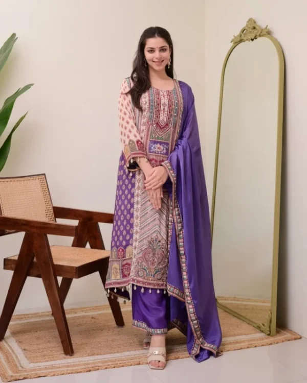Jasood anarkali kurti set with pearl necklace 038 duppata - High-Quality Fabric
