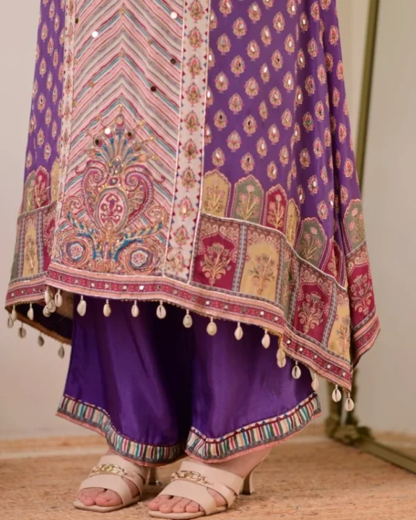 Jasood anarkali kurti set with pearl necklace 038 duppata - High-Quality Fabric