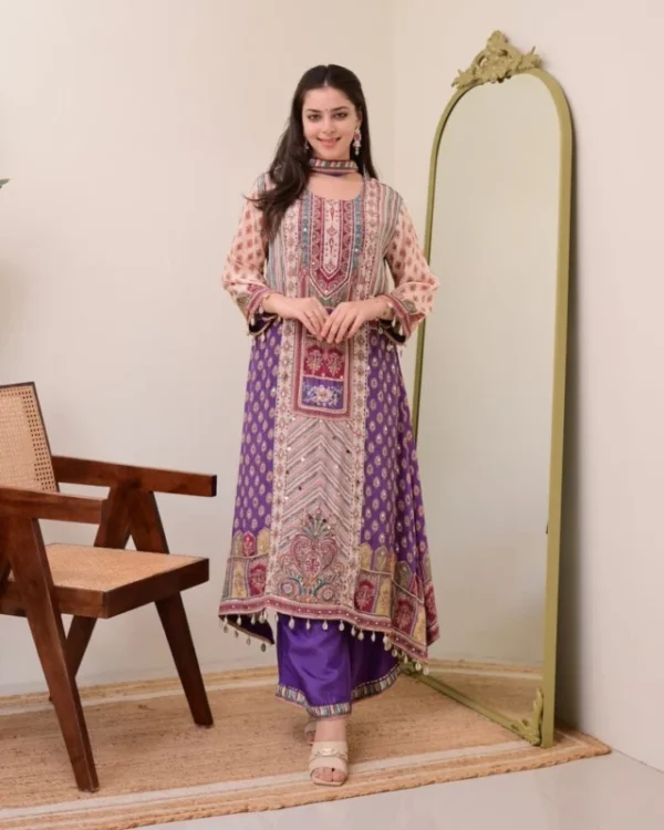 Jasood anarkali kurti set with pearl necklace 038 duppata - High-Quality Fabric