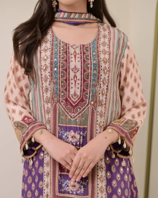 Jasood anarkali kurti set with pearl necklace 038 duppata - High-Quality Fabric