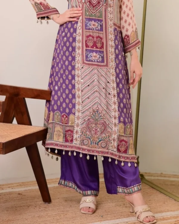 Jasood anarkali kurti set with pearl necklace 038 duppata - High-Quality Fabric