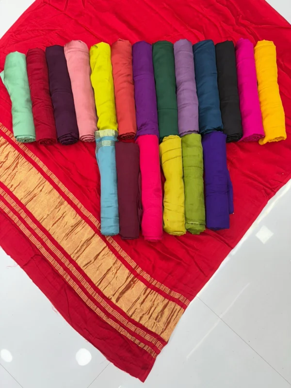 A plain pure Gajji silk dupatta with a Lagadi Patta border, measuring 2.5 meters in length and 44 inches in width.