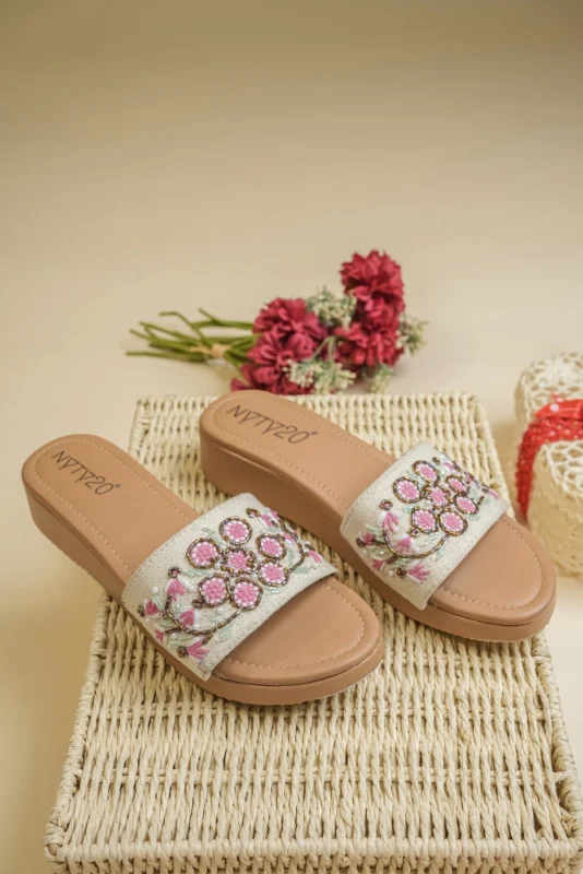 Biba Flat Hill with embroidery work and soft leather finished sole