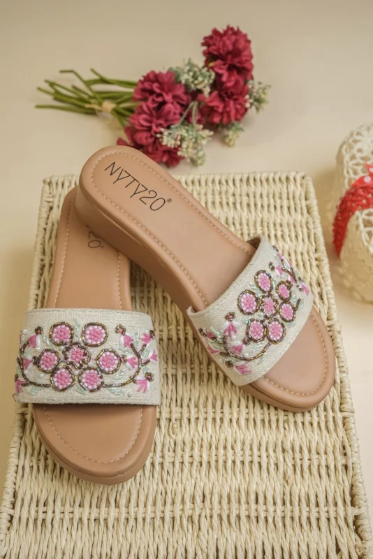 Biba Flat Hill with embroidery work and soft leather finished sole