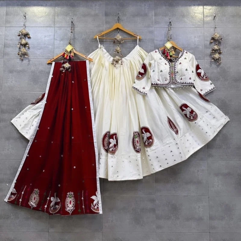 Digital Print Muslin Cotton Lehenga Choli with Dupatta Festive Indian Ethnic Wear for Navratri-1