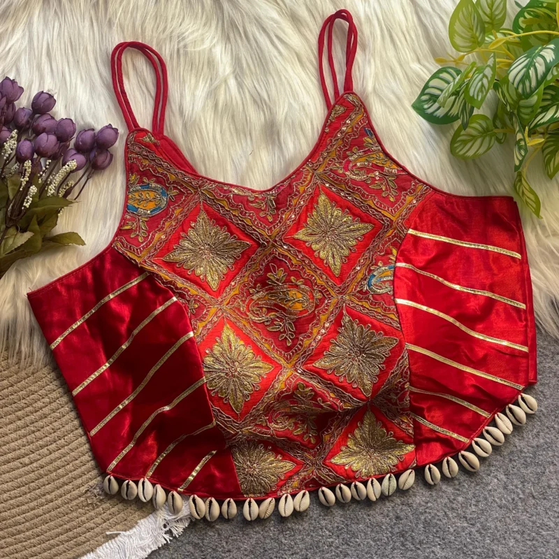 Navrang Kediyu crepe gajji silk blouse Navratri special embroidered backless top