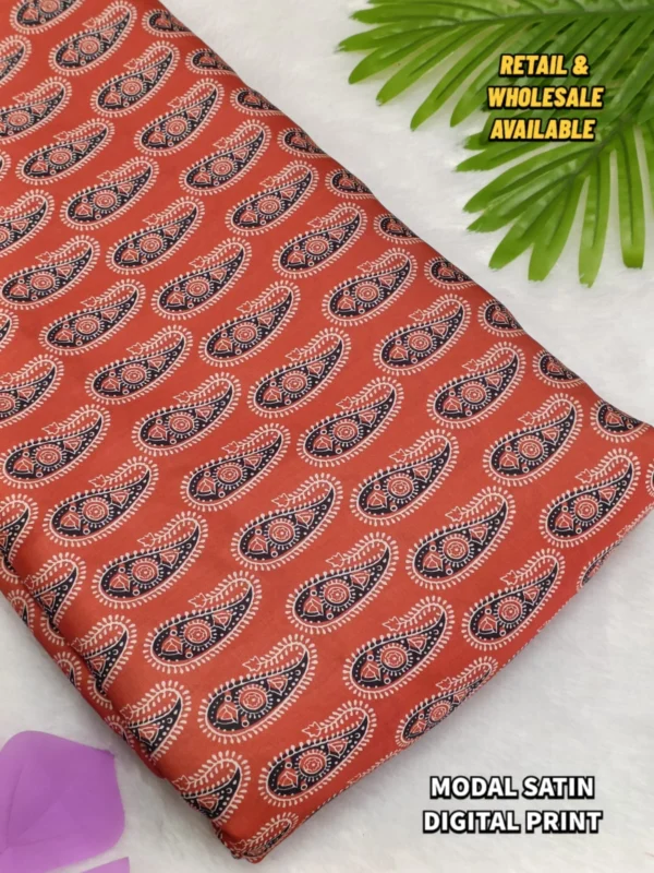 New Ajrakh digital print on Modal satin fabric