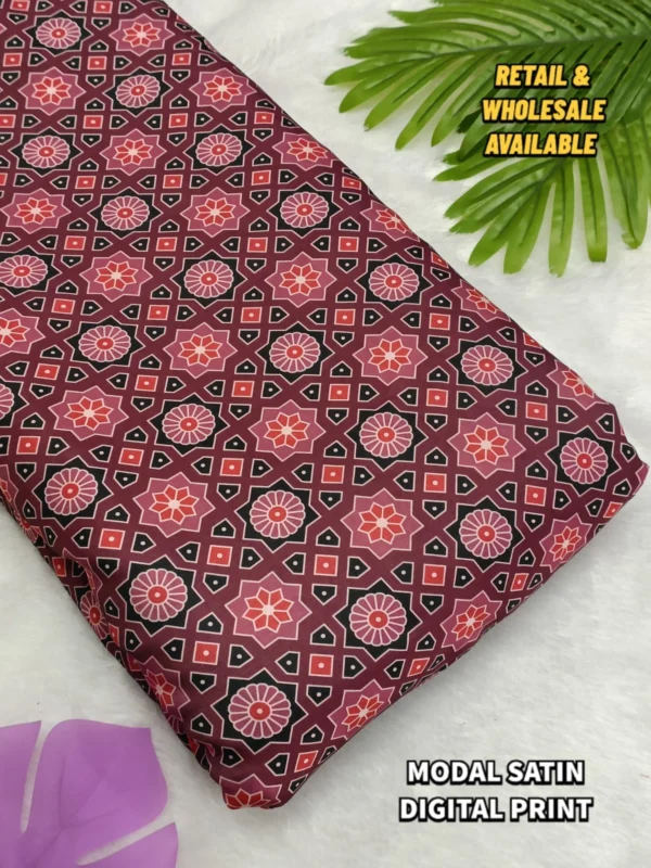 New Ajrakh digital print on Modal satin fabric