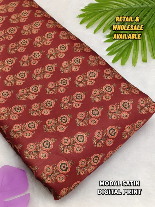 New Ajrakh digital print on Modal satin fabric