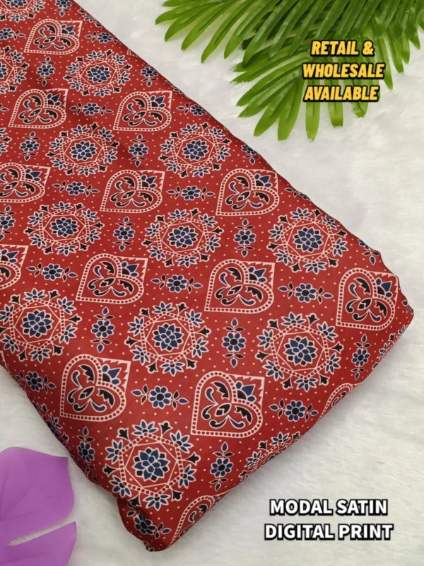 New Ajrakh digital print on Modal satin fabric